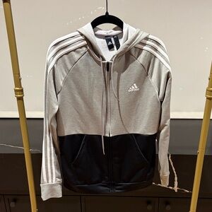 Adidas Two-Tone Gray and Black Women’s  Hoodie full zip Medium